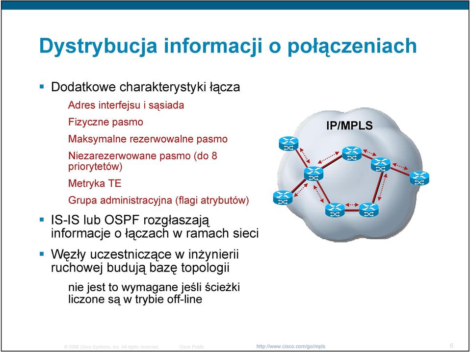 atrybutów) IS-IS lub OSPF rozgłaszają informacje o łączach w ramach sieci Węzły uczestniczące w inżynierii