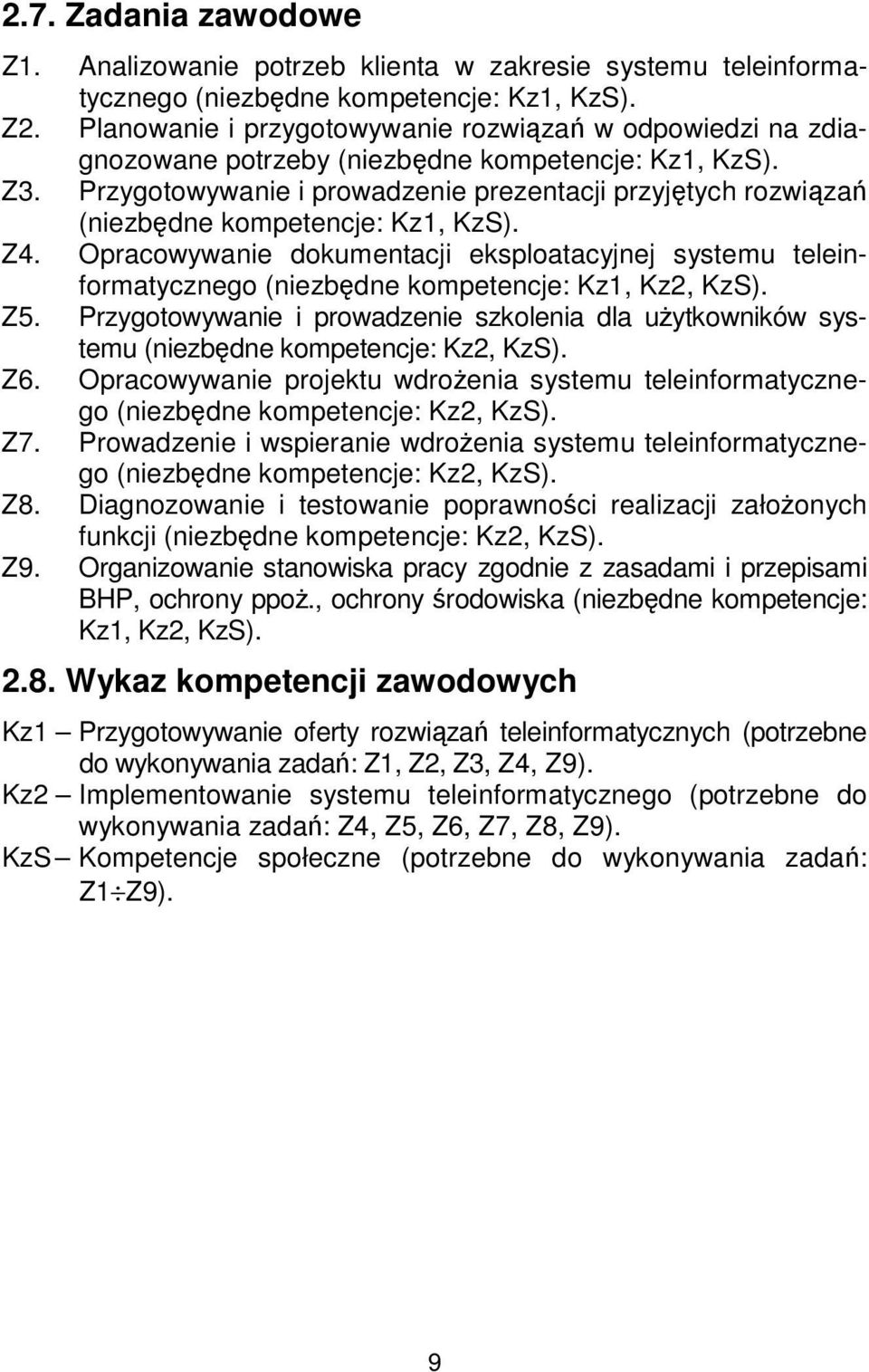 Przygotowywanie i prowadzenie prezentacji przyjętych rozwiązań (niezbędne kompetencje: Kz1, KzS). Z4.