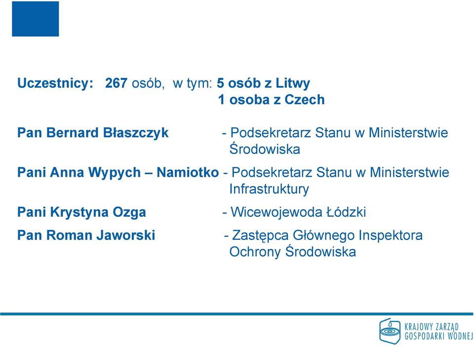 Namiotko - Podsekretarz Stanu w Ministerstwie Infrastruktury Pani Krystyna Ozga