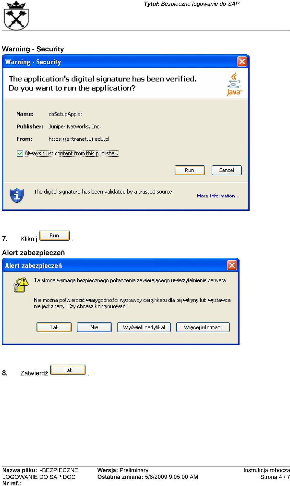 Alert zabezpieczeń