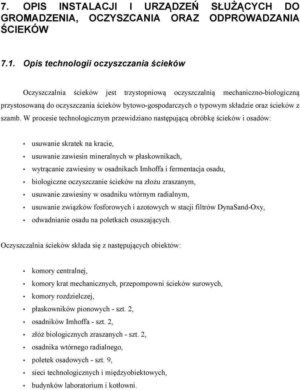 ścieków z szamb.