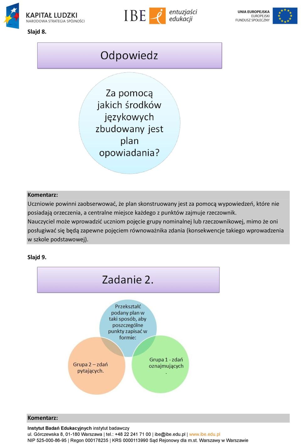 posiadają orzeczenia, a centralne miejsce każdego z punktów zajmuje rzeczownik.