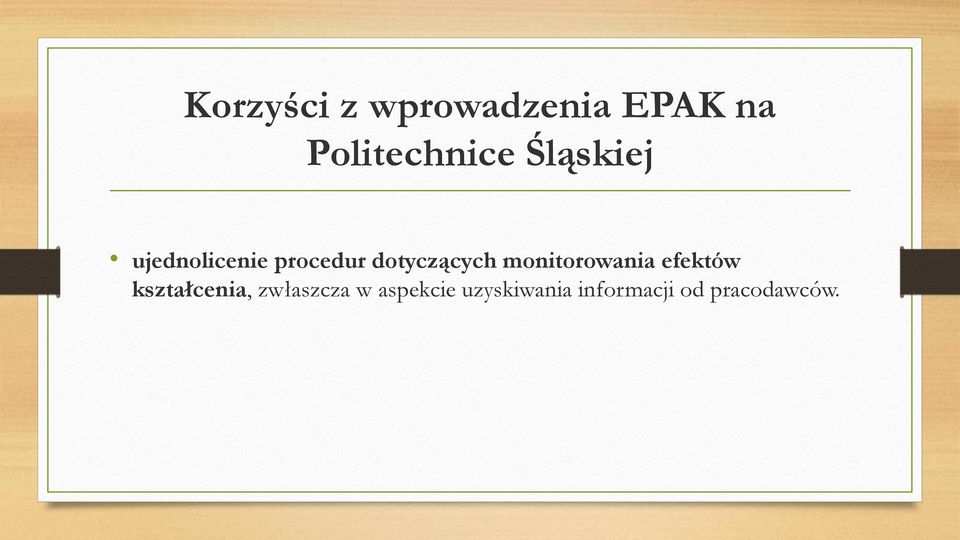 monitorowania efektów kształcenia, zwłaszcza