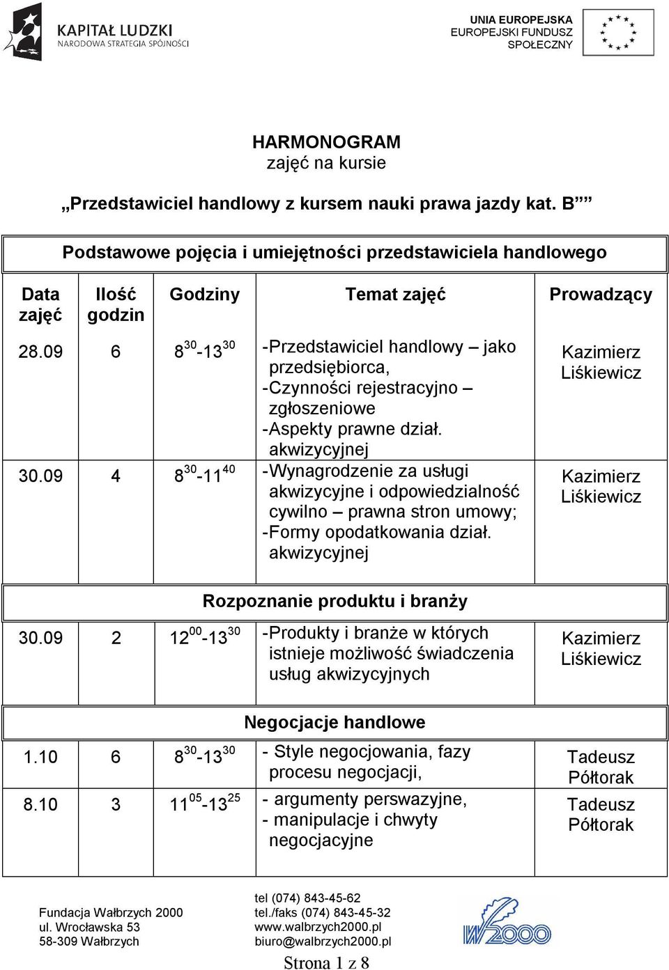 09 6 8 30-13 30 - Przedstawiciel handlowy jako przedsiębiorca, - Czynności rejestracyjno zgłoszeniowe - Aspekty prawne dział. akwizycyjnej 30.