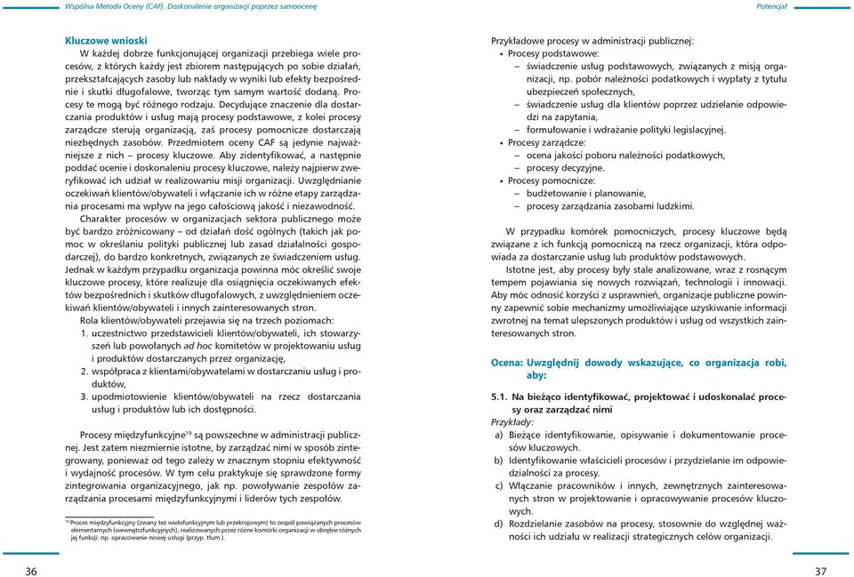 Decydujące znaczenie dla dostarczania produktów i usług mają procesy podstawowe, z kolei procesy zarządcze sterują organizacją, zaś procesy pomocnicze dostarczają niezbędnych zasobów.