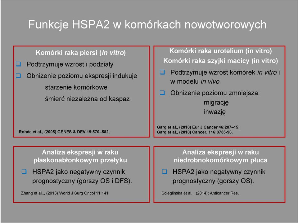 , (2005) GENES & DEV 19:570 582, Garg et al., (2010) Eur J Cancer 46:207 15; Garg et al., (2010) Cancer. 116:3785-96.