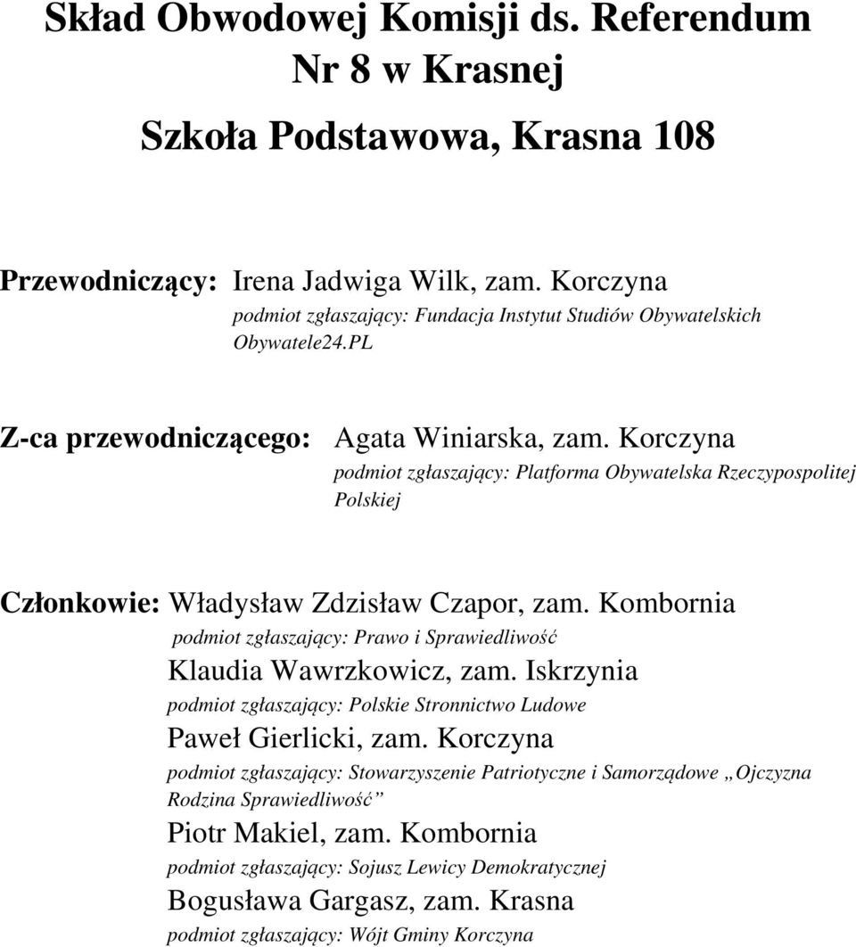 PL Z-ca przewodniczącego: Agata Winiarska, zam.