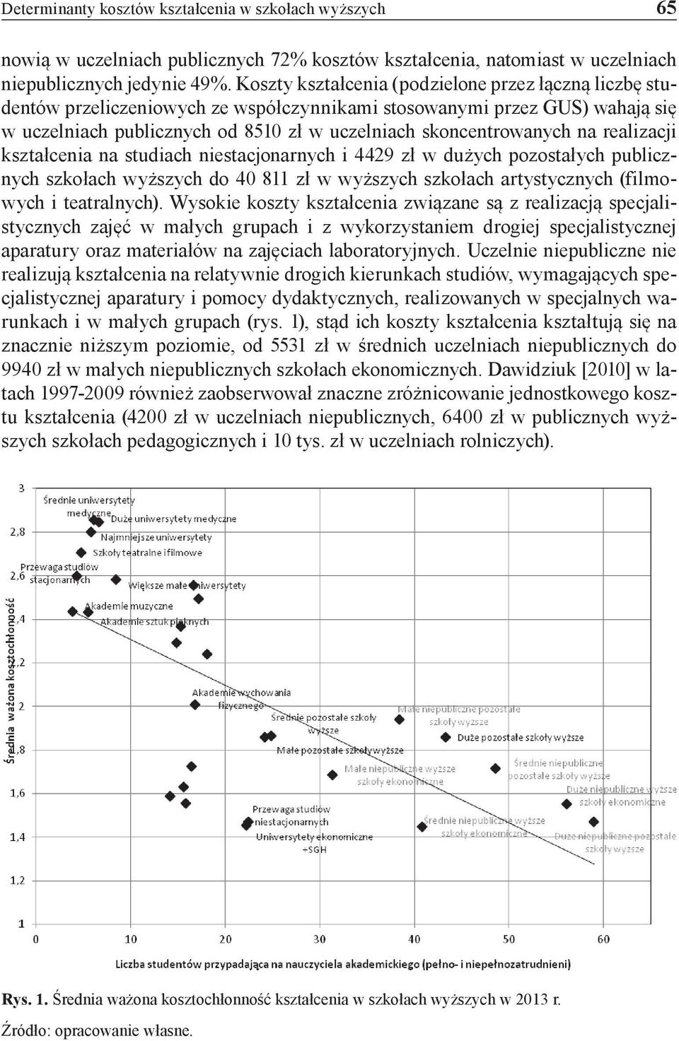 realizacji kształcenia na studiach niestacjonarnych i 4429 zł w dużych pozostałych publicznych szkołach wyższych do 40 811 zł w wyższych szkołach artystycznych (filmowych i teatralnych).