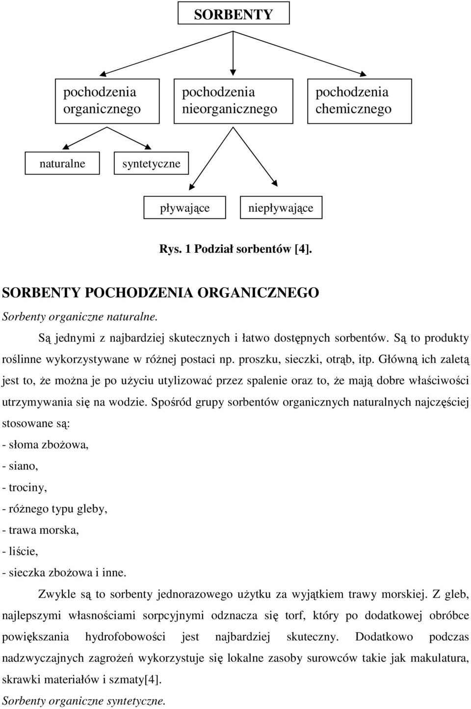 proszku, sieczki, otrąb, itp. Główną ich zaletą jest to, Ŝe moŝna je po uŝyciu utylizować przez spalenie oraz to, Ŝe mają dobre właściwości utrzymywania się na wodzie.