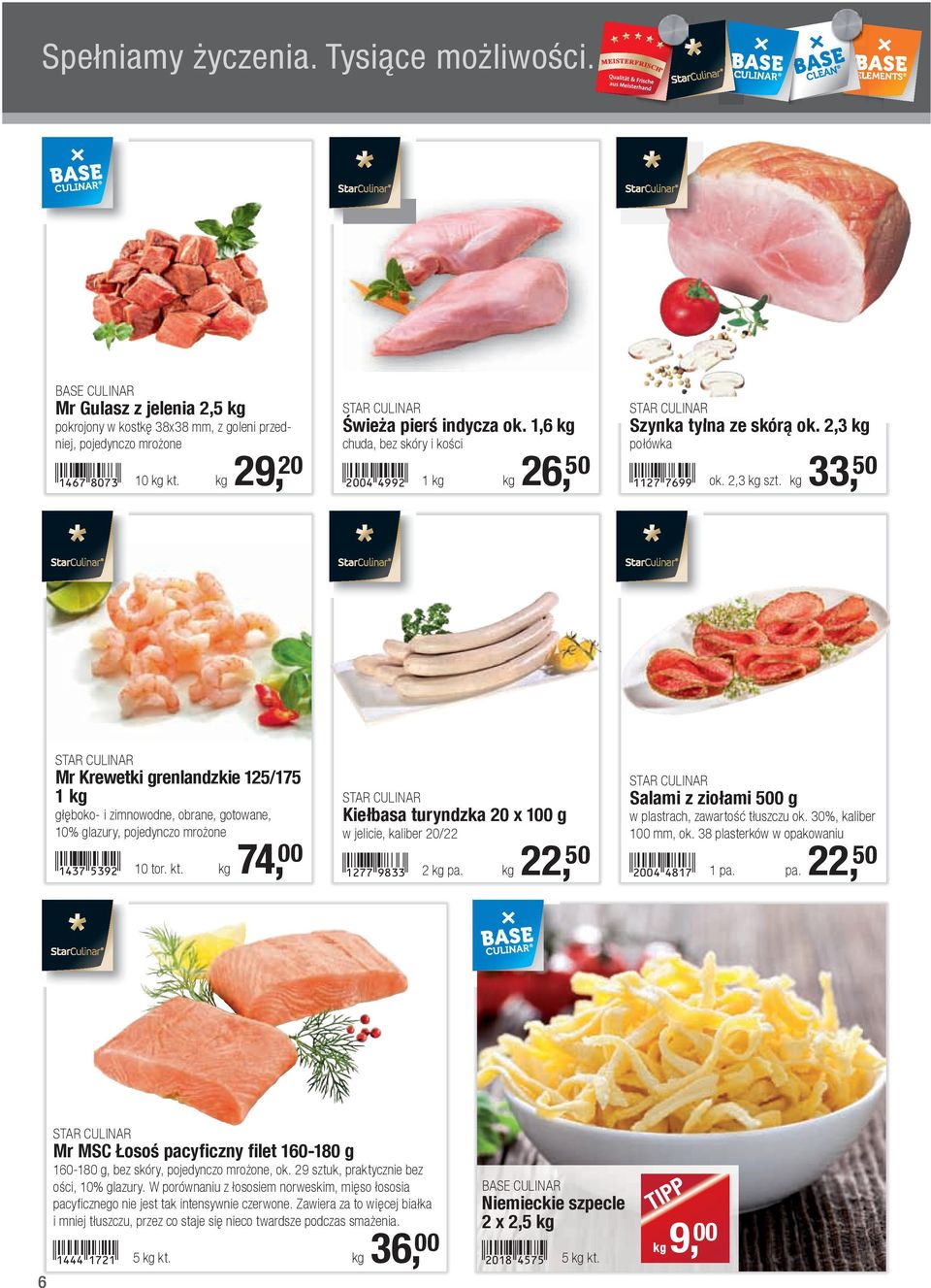 kg 33, 50 STAR CULINAR Mr Krewetki grenlandzkie 125/175 1 kg głęboko- i zimnowodne, obrane, gotowane, 10% glazury, pojedynczo mrożone!1437-fdjc! 10 tor. kt.