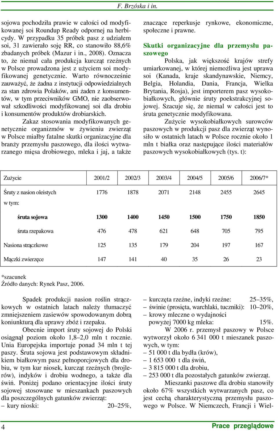 Oznacza to, Ŝe niemal cała produkcja kurcząt rzeźnych w Polsce prowadzona jest z uŝyciem soi modyfikowanej genetycznie.