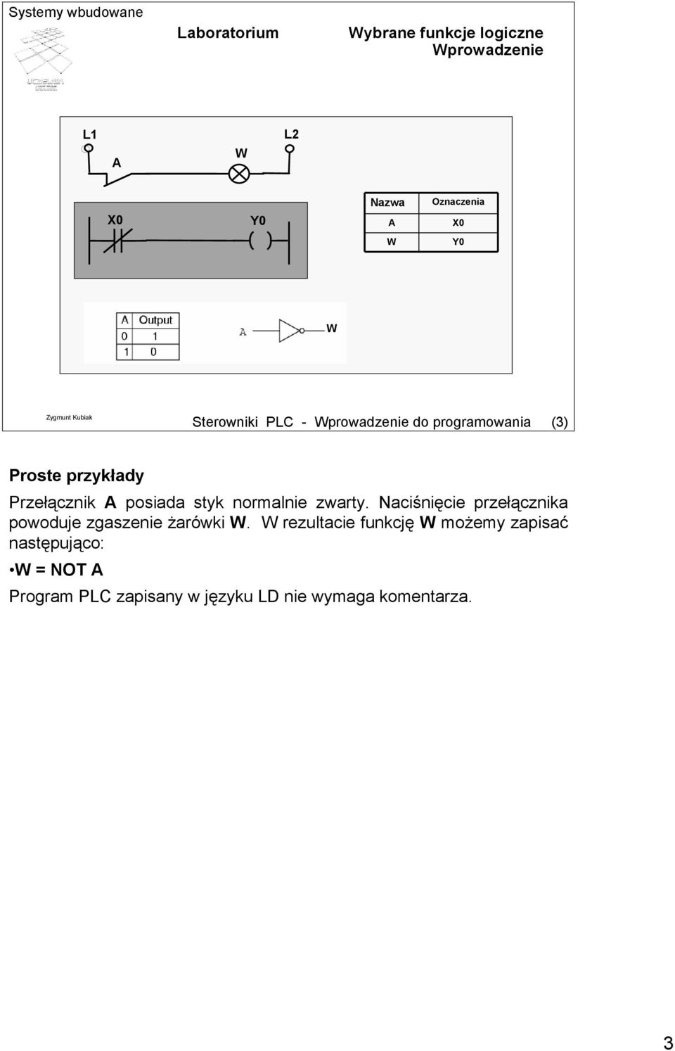 normalnie zwarty. Naciśnięcie przełącznika powoduje zgaszenie żarówki.