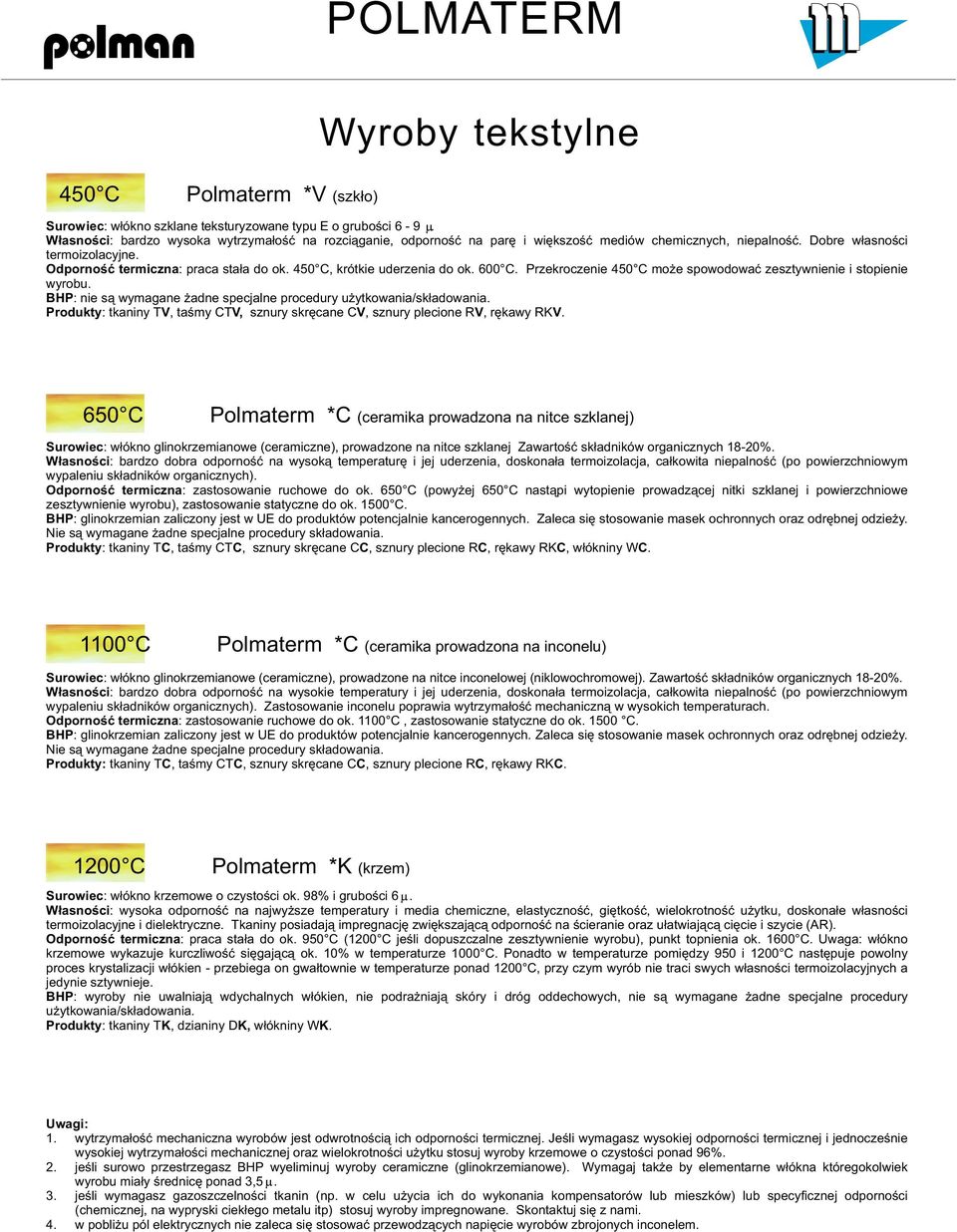 450 C, krótkie uderzenia do ok. 600 C. Przekroczenie 450 C mo e spowodowaæ zesztywnienie i stopienie wyrobu. BHP: nie s¹ wymagane adne specjalne procedury u ytkowania/sk³adowania.
