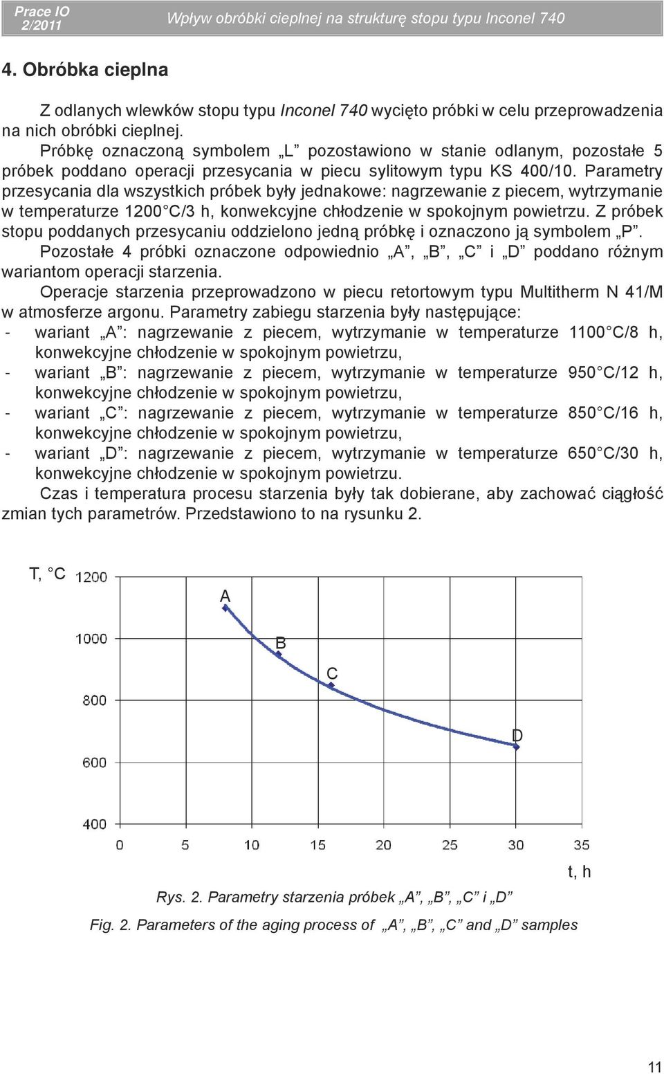 Parametry przesycania dla wszystkich próbek były jednakowe: nagrzewanie z piecem, wytrzymanie w temperaturze 1200 C/3 h, konwekcyjne chłodzenie w spokojnym powietrzu.