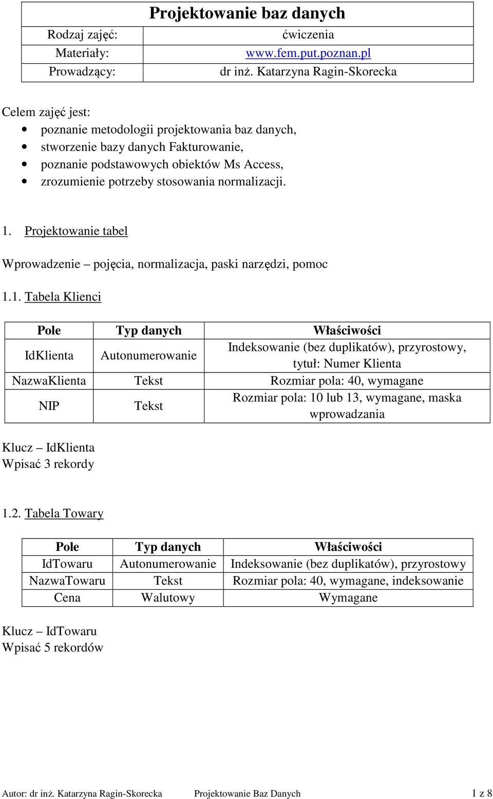 stosowania normalizacji. 1.