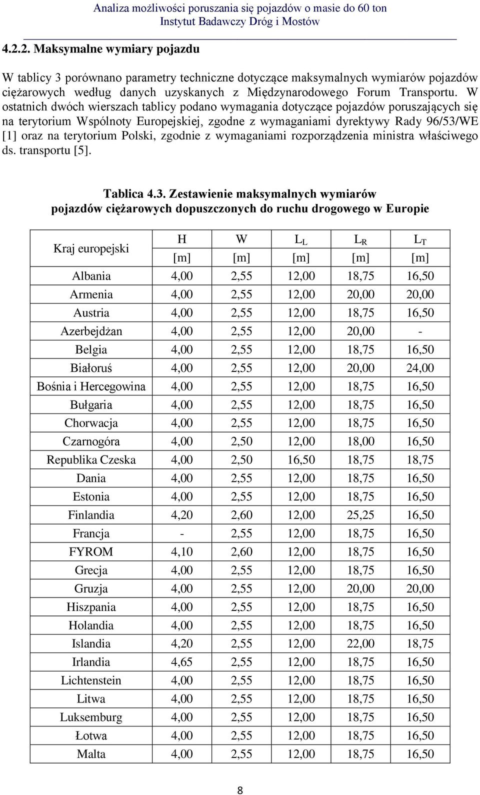 Polski, zgodnie z wymaganiami rozporządzenia ministra właściwego ds. transportu [5]. Tablica 4.3.