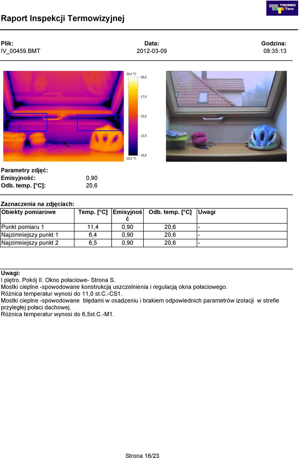 Mostki cieplne spowodowane konstrukcją uszczelnienia i regulacją okna połaciowego.