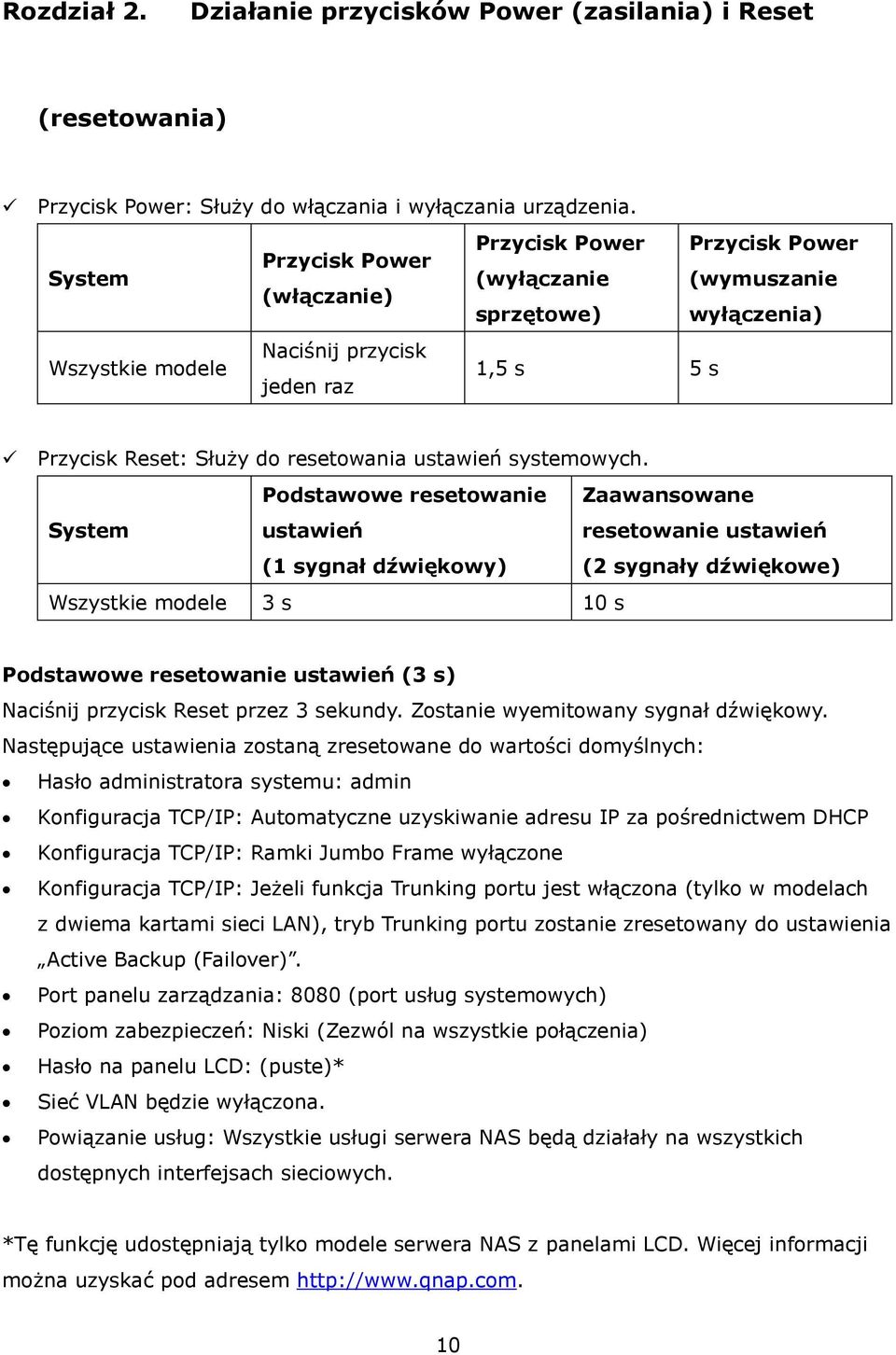 resetowania ustawień systemowych.