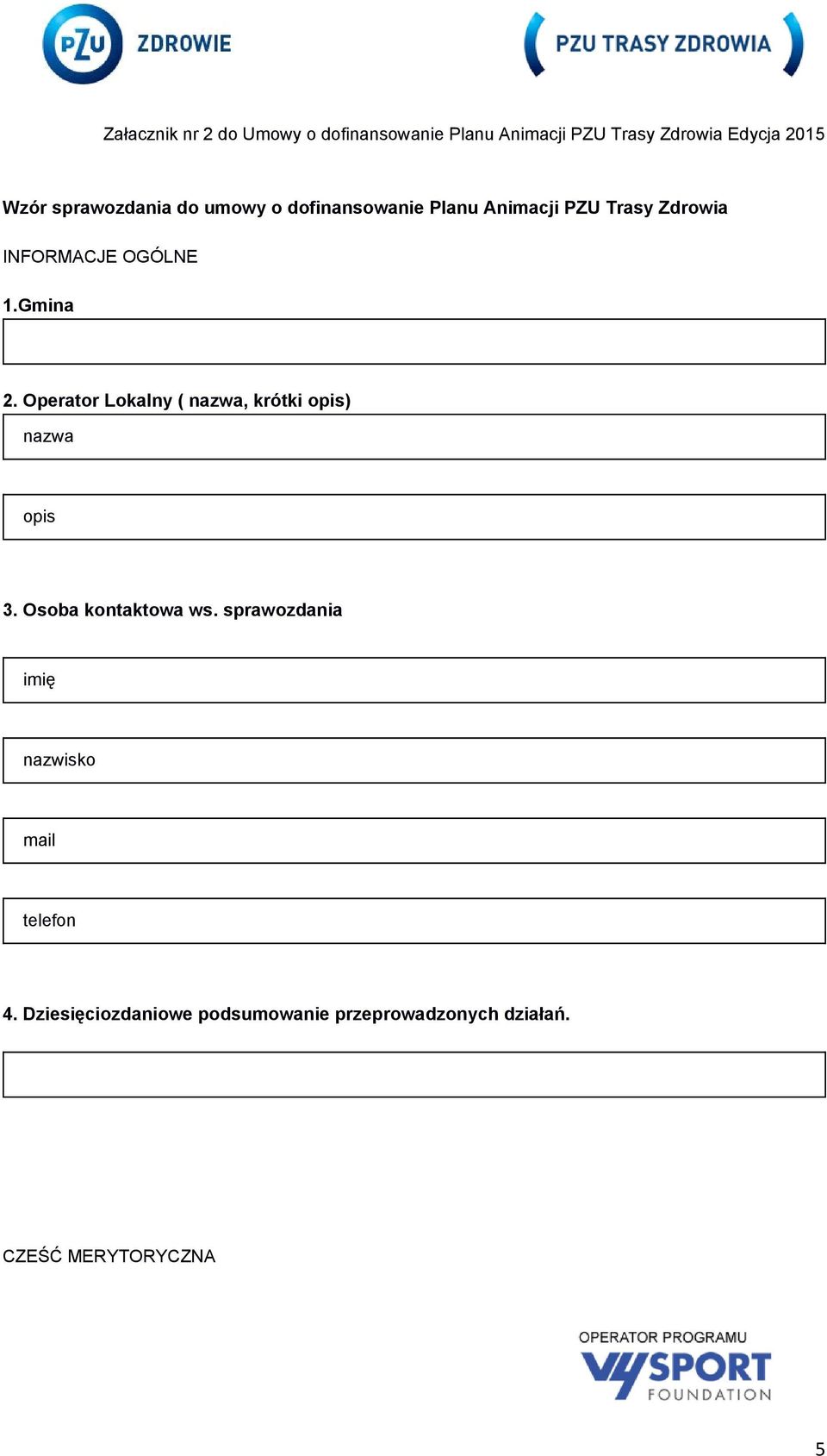 Gmina 2. Operator Lokalny ( nazwa, krótki opis) nazwa opis 3. Osoba kontaktowa ws.