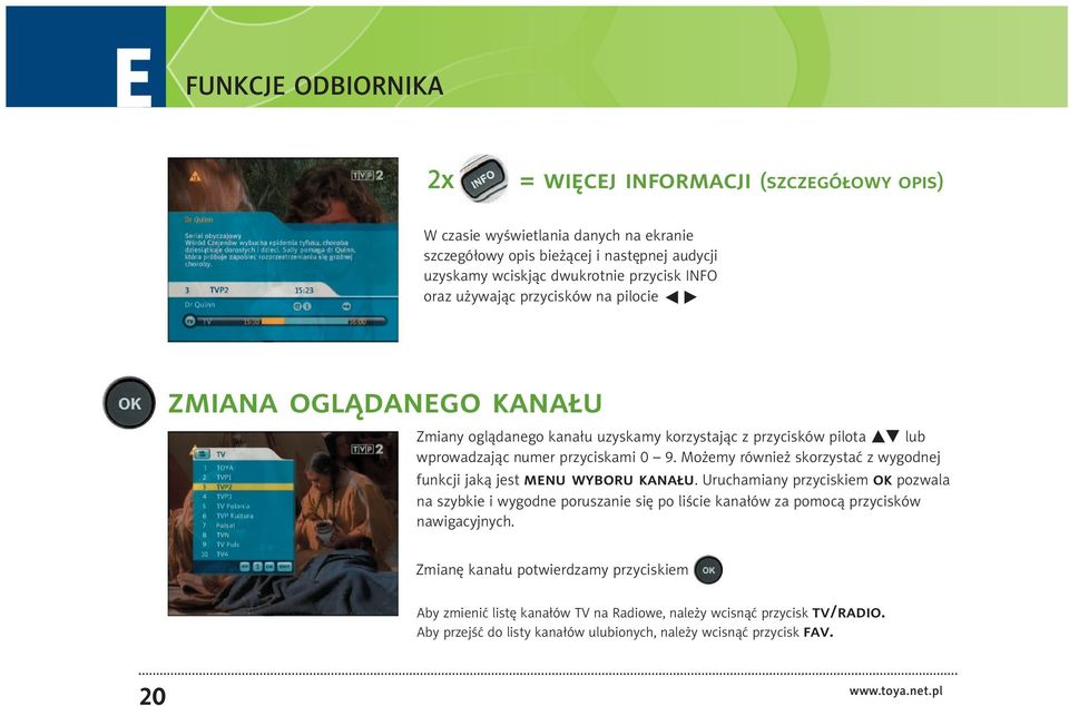 Możemy również skorzystać z wygodnej funkcji jaką jest menu wyboru kanału.