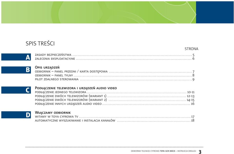 ......................................................................................... 8 pilot zdalnego sterowania..................................................................................... 9 Podłączenie telewizora i urządzeń audio video podłączenie jednego telewizora.