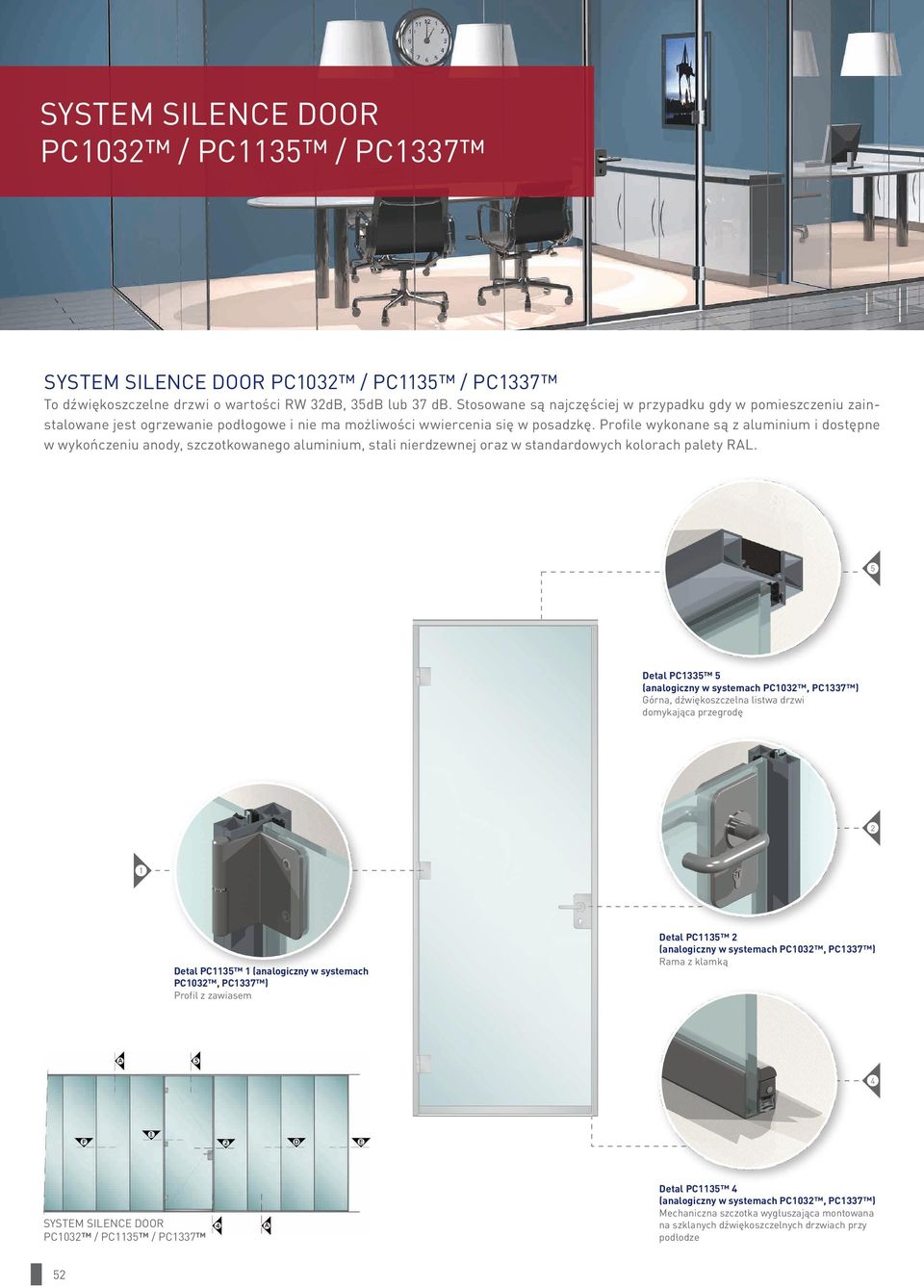 Profile wykonane są z aluminium i dostępne w wykończeniu anody, szczotkowanego aluminium, stali nierdzewnej oraz w standardowych kolorach palety RAL.