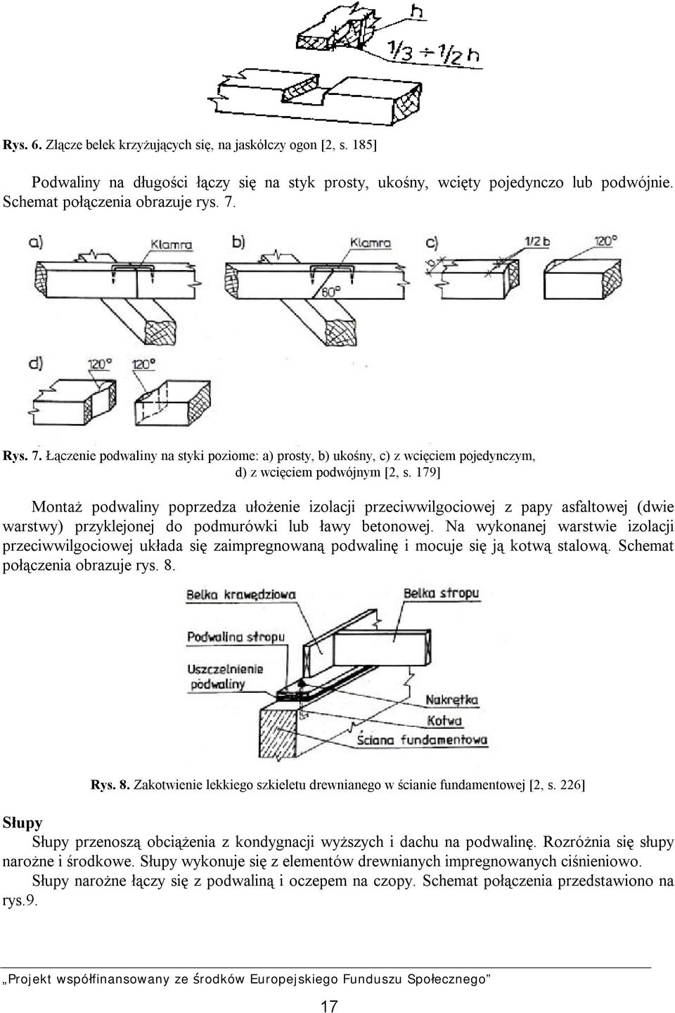 179] Montaż podwaliny poprzedza ułożenie izolacji przeciwwilgociowej z papy asfaltowej (dwie warstwy) przyklejonej do podmurówki lub ławy betonowej.