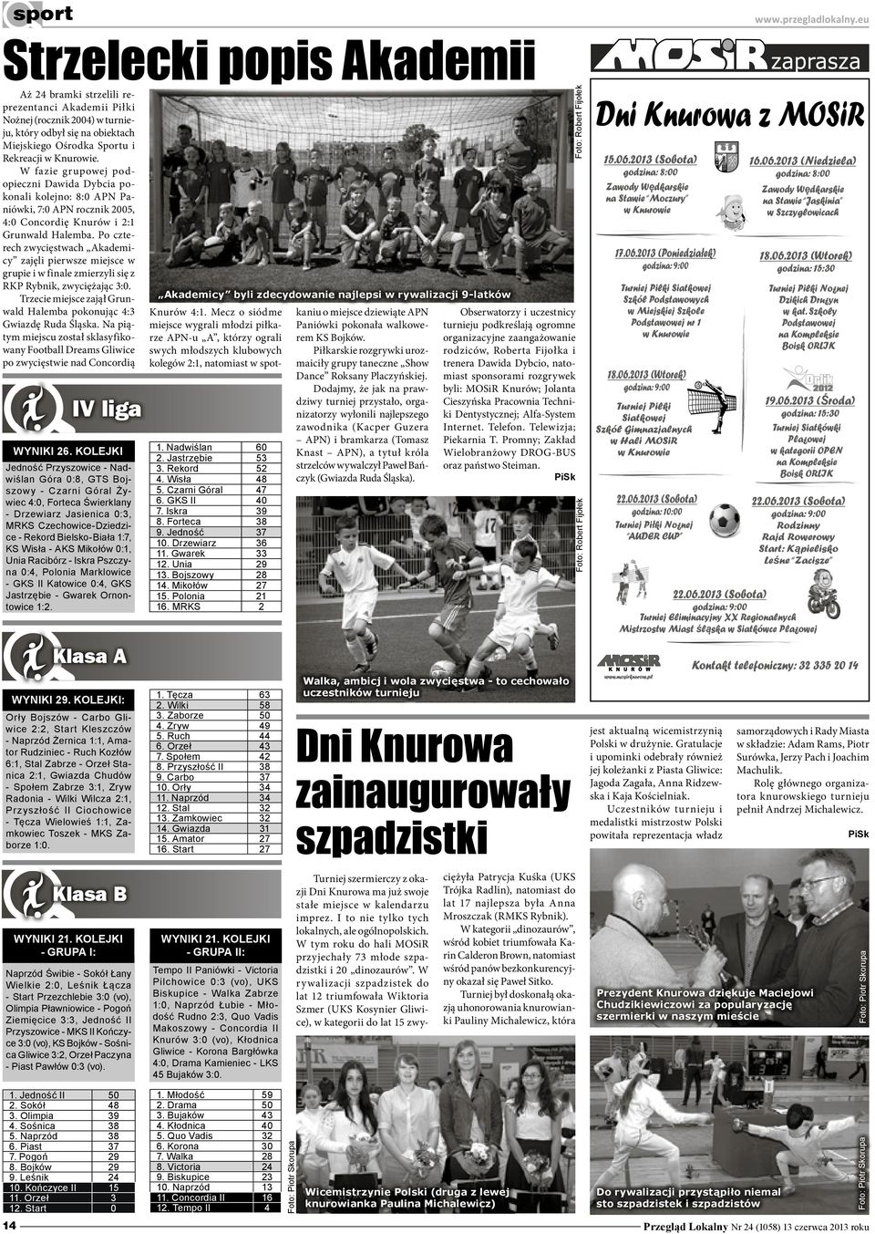KOLEJKI Jedność Przyszowice - Nadwiślan Góra 0:8, GTS Bojszowy - Czarni Góral Żywiec 4:0, Forteca Świerklany - Drzewiarz Jasienica 0:3, MRKS Czechowice-Dziedzice - Rekord Bielsko-Biała 1:7, KS Wisła
