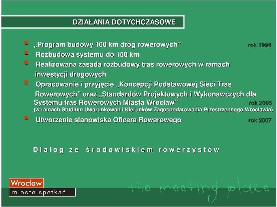 Projektowych i Wykonawczych dla d Systemu tras Rowerowych Miasta Wrocław rok 2005 (w ramach Studium Uwarunkowań i Kierunków