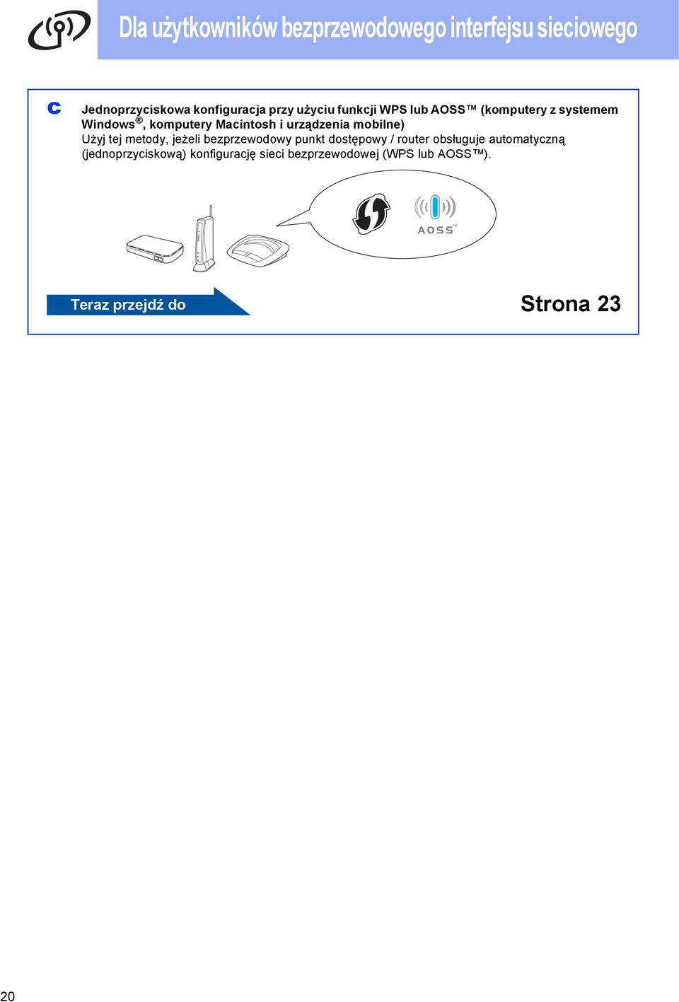 moilne) Użyj tej metoy, jeżeli ezprzewoowy punkt ostępowy / router osługuje
