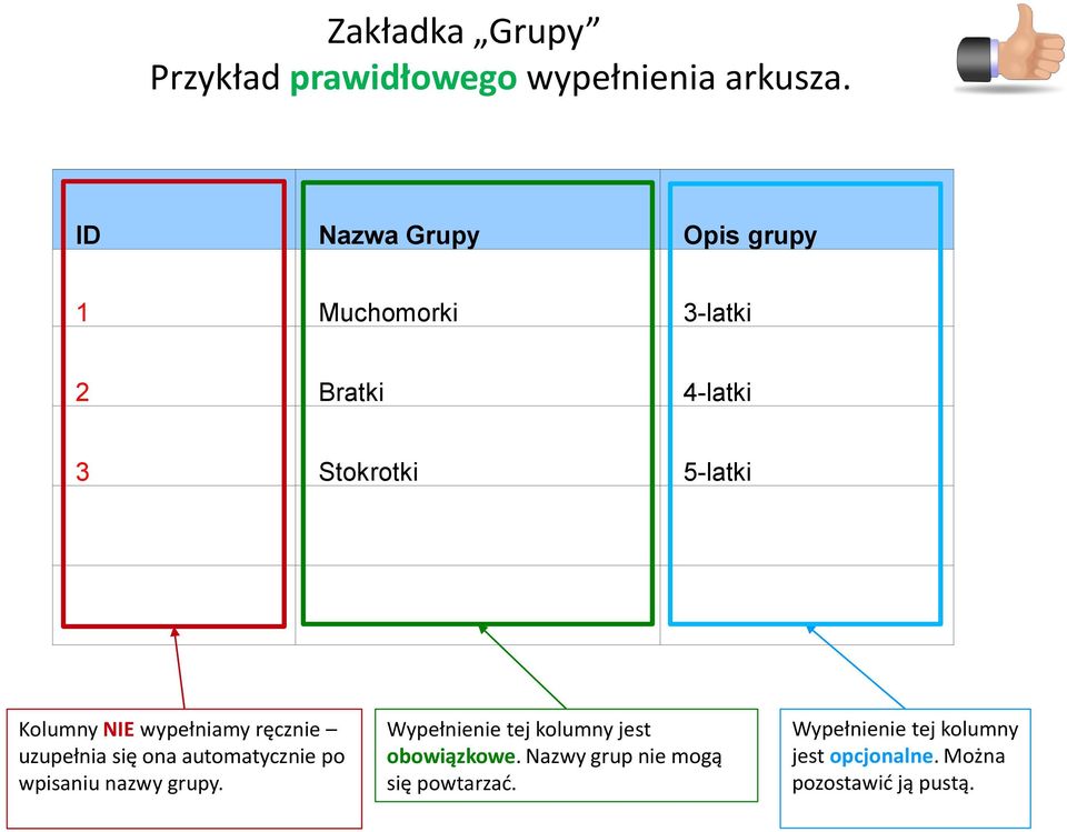 5-latki Kolumny NIE wypełniamy ręcznie uzupełnia się ona automatycznie po
