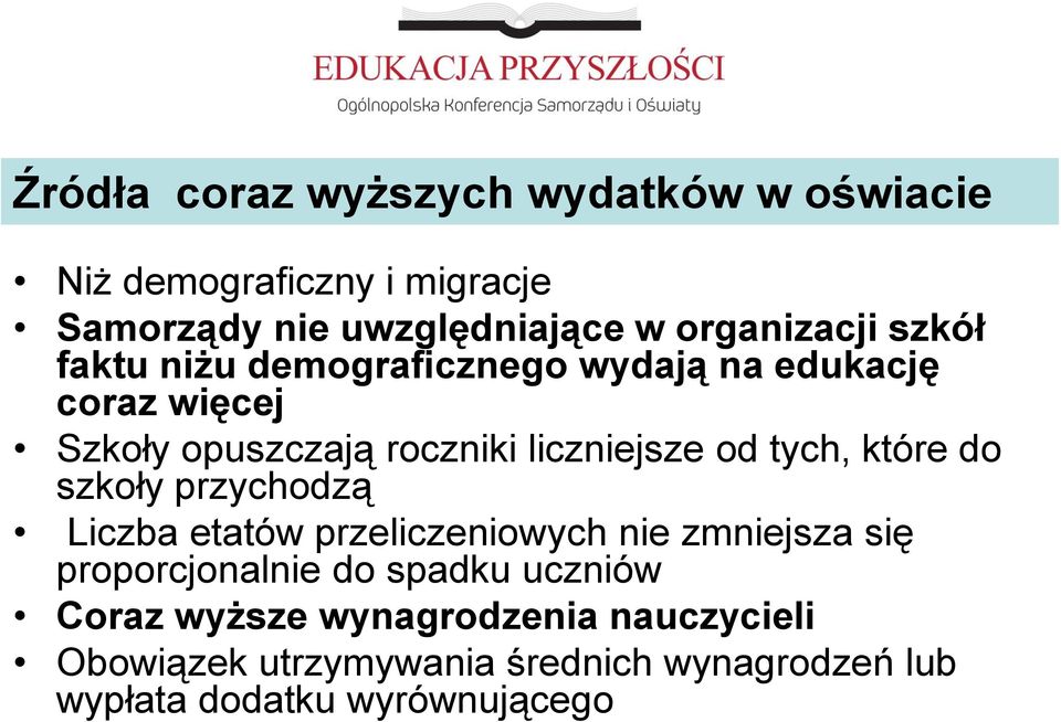 które do szkoły przychodzą Liczba etatów przeliczeniowych nie zmniejsza się proporcjonalnie do spadku uczniów