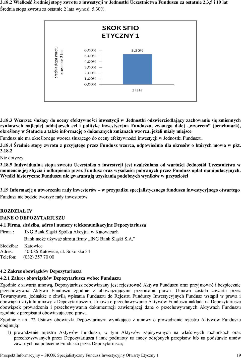 Statucie a także informację o dokonanych zmianach wzorca, jeżeli miały miejsce Fundusz nie ma określonego wzorca służącego do oceny efektywności inwestycji w Jednostki Funduszu. 3.18.