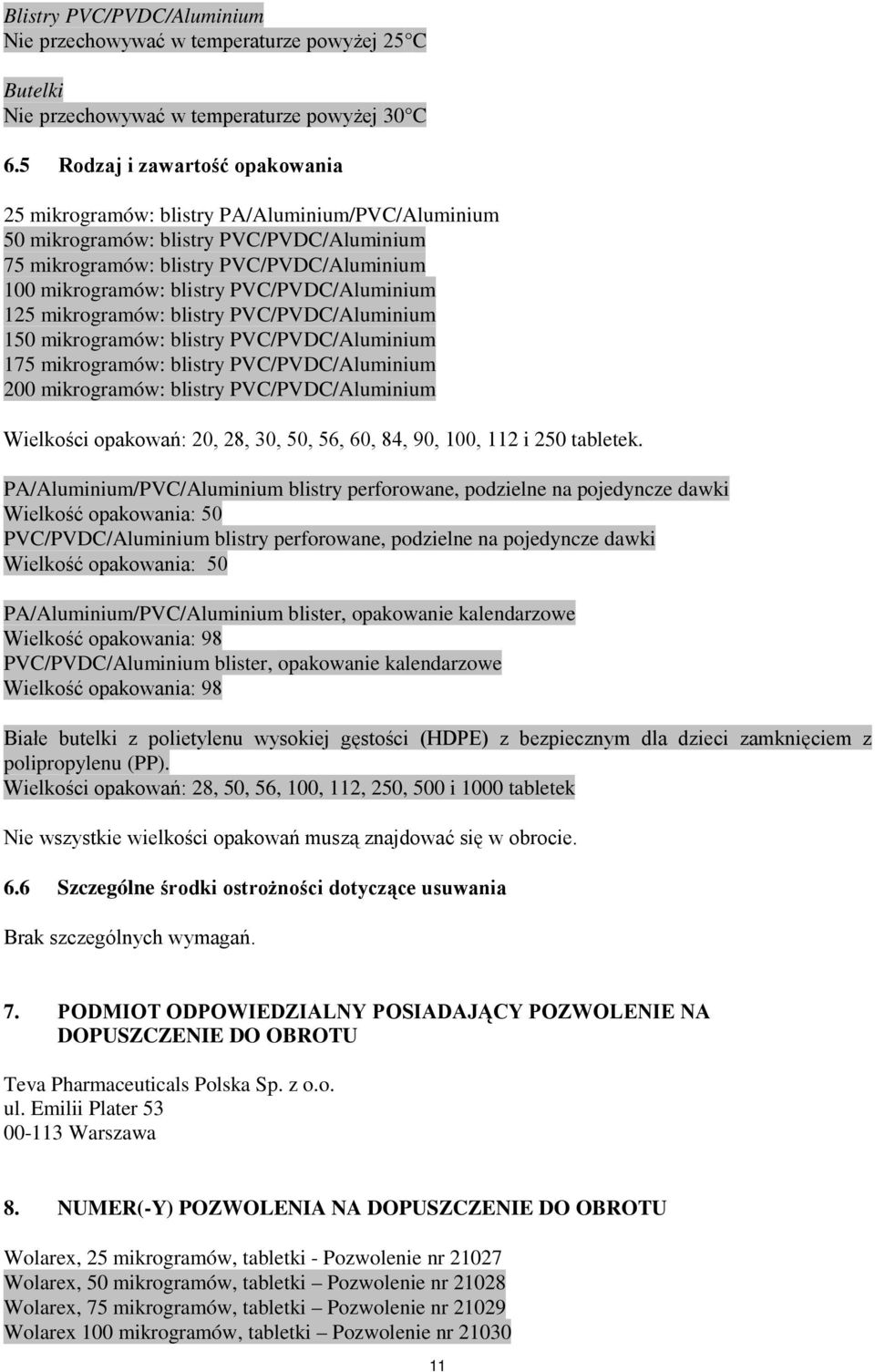 PVC/PVDC/Aluminium 125 mikrogramów: blistry PVC/PVDC/Aluminium 150 mikrogramów: blistry PVC/PVDC/Aluminium 175 mikrogramów: blistry PVC/PVDC/Aluminium 200 mikrogramów: blistry PVC/PVDC/Aluminium