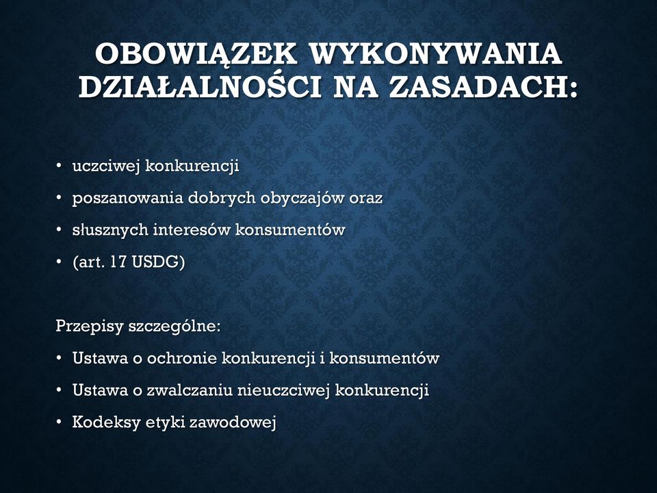 (art. 17 USDG) Przepisy szczególne: Ustawa o ochronie konkurencji i