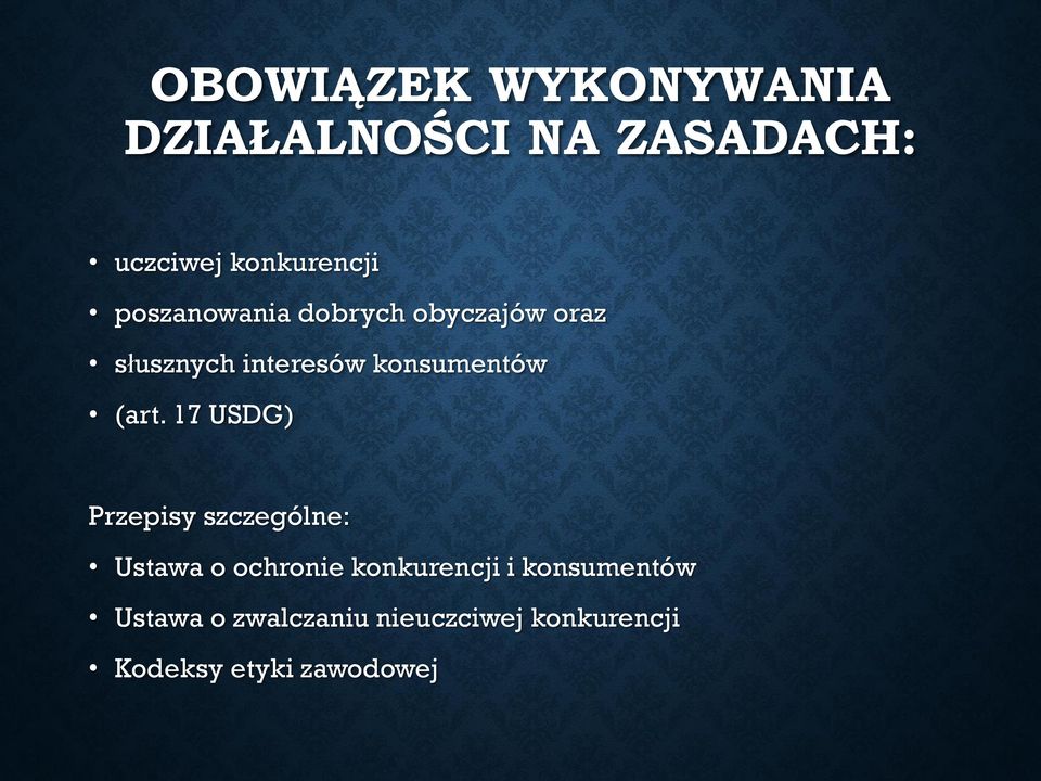 (art. 17 USDG) Przepisy szczególne: Ustawa o ochronie konkurencji i