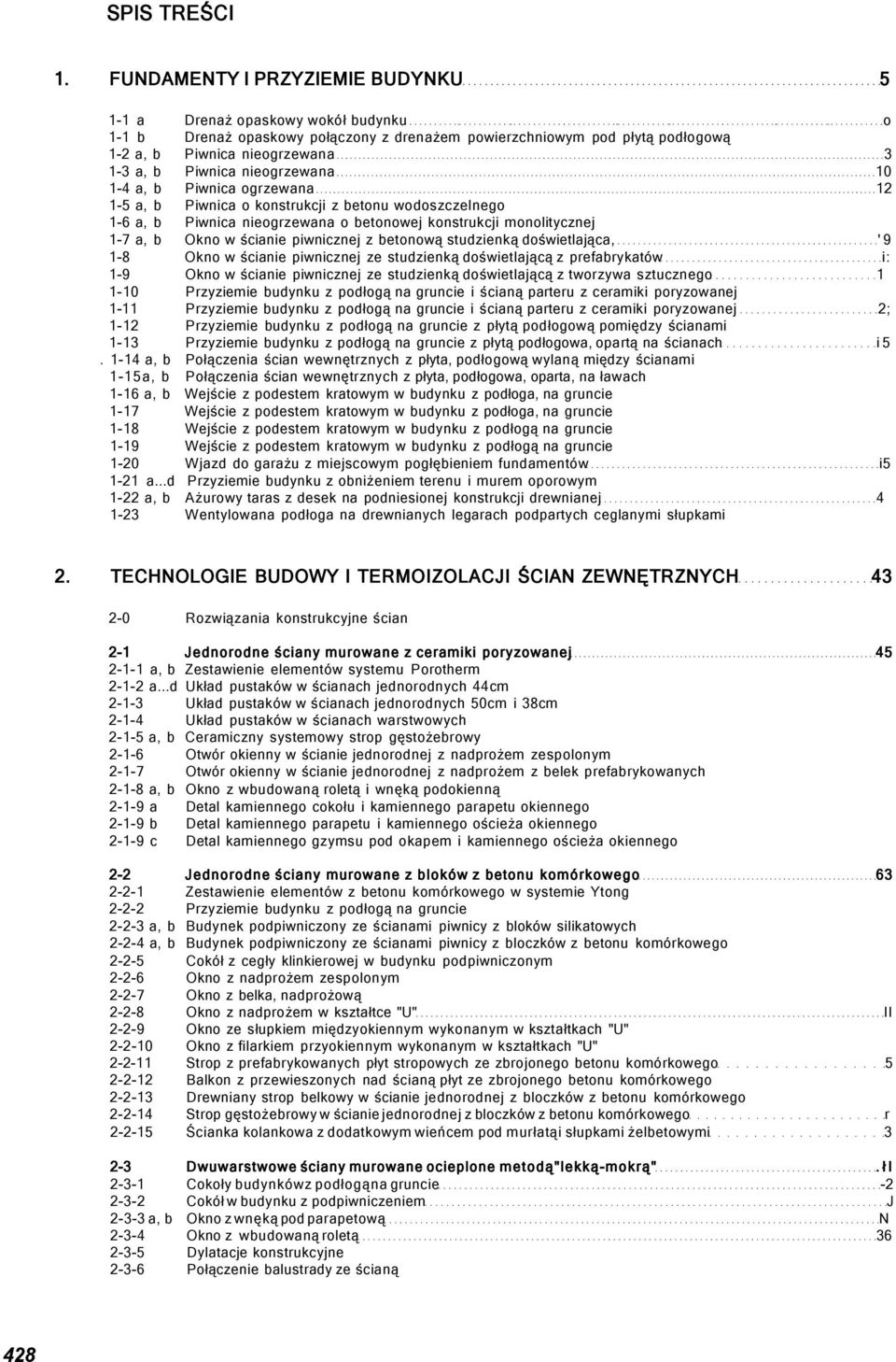 nieogrzewana 10 1-4 a, b Piwnica ogrzewana 12 1-5 a, b Piwnica o konstrukcji z betonu wodoszczelnego 1-6 a, b Piwnica nieogrzewana o betonowej konstrukcji monolitycznej 1-7 a, b Okno w ścianie