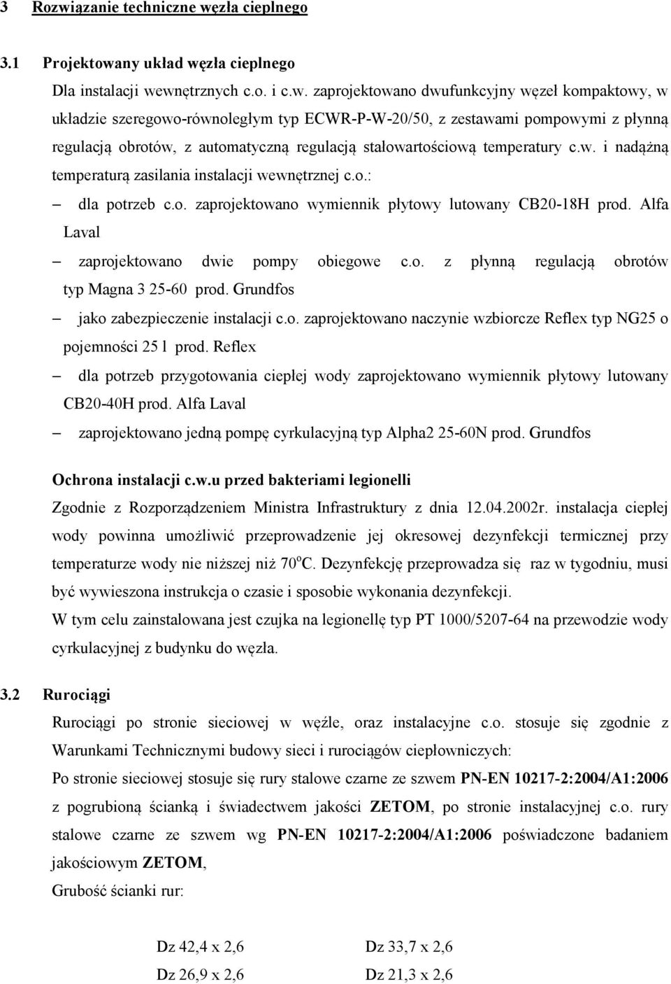 zła cieplnego 3.1 Projektowa