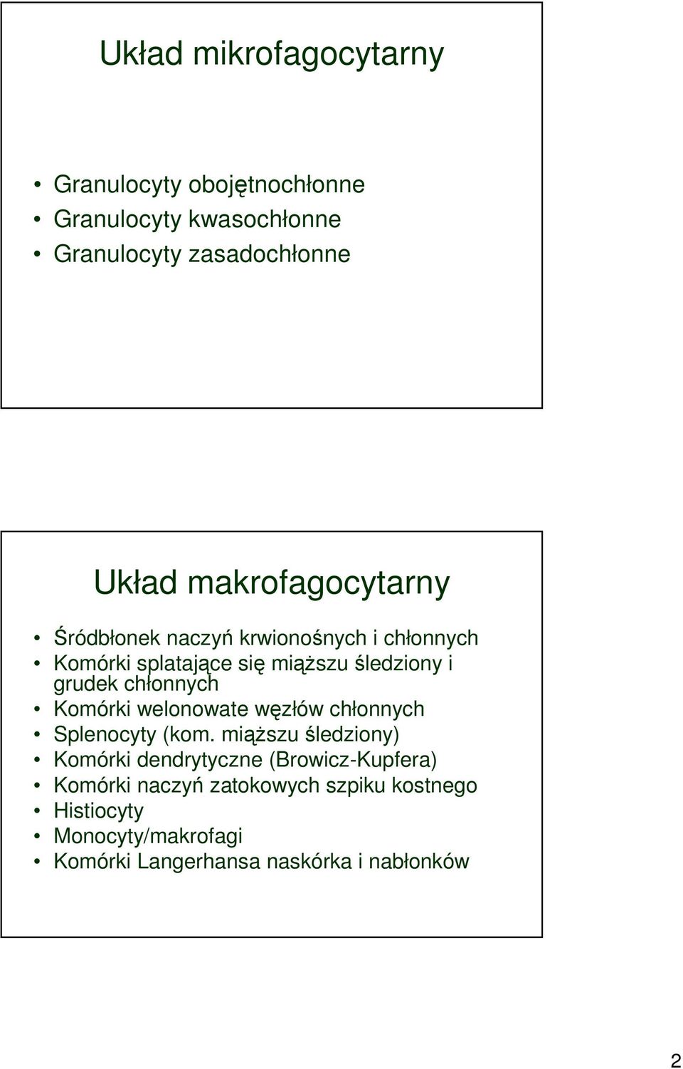 chłonnych Komórki welonowate węzłów chłonnych Splenocyty (kom.