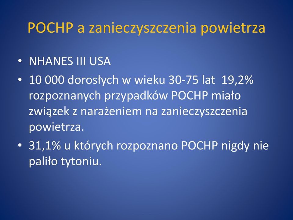 POCHP miało związek z narażeniem na zanieczyszczenia