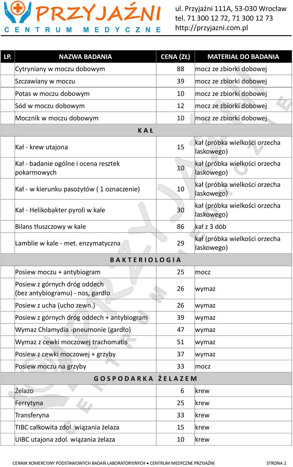 w kale 30 Bilans tłuszczowy w kale 86 kał z 3 dób Lamblie w kale - met.