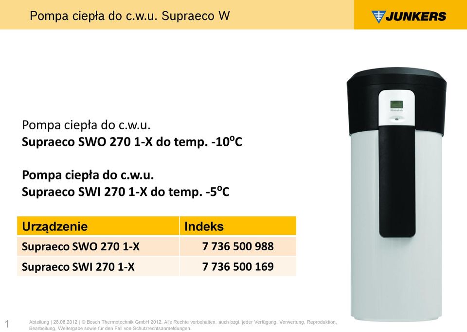 Supraeco SWI 270 1-X do temp.