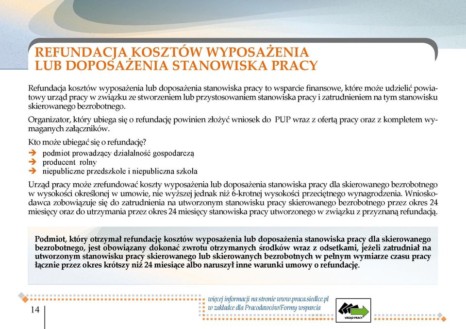 Organizator, który ubiega się o refundację powinien złożyć wniosek do PUP wraz z ofertą pracy oraz z kompletem wymaganych załączników. Kto może ubiegać się o refundację?