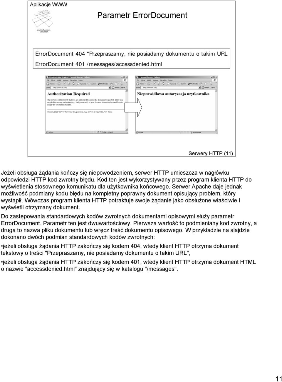 Kod ten jest wykorzystywany przez program klienta HTTP do wyświetlenia stosownego komunikatu dla użytkownika końcowego.