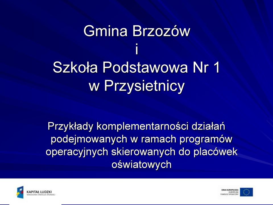 działań podejmowanych w ramach programów