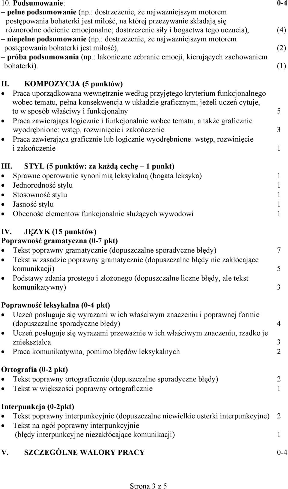 kierujących zachowaniem bohaterki). (1) II.
