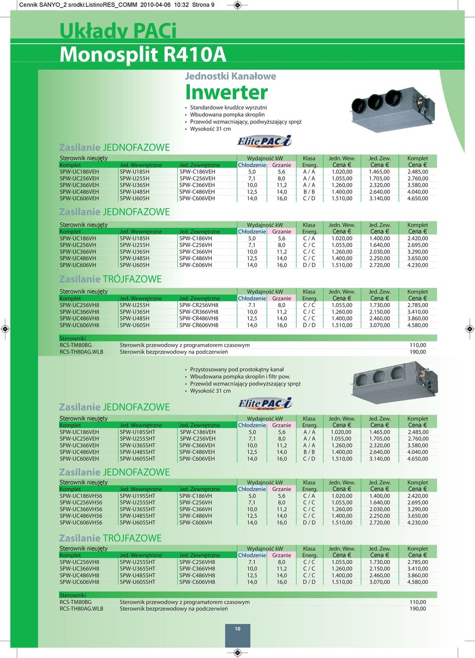 580,00 SPW-UC486VEH SPW-U485H SPW-C486VEH 12,5 14,0 B / B 1.400,00 2.640,00 4.040,00 SPW-UC606VEH SPW-U605H SPW-C606VEH 14,0 16,0 C / D 1.510,00 3.140,00 4.