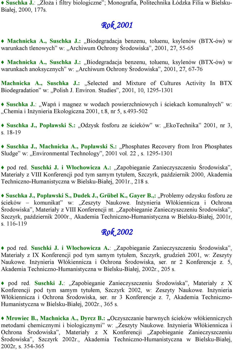 : Biodegradacja benzenu, toluenu, ksylenów (BTX-ów) w warunkach anoksycznych w: Archiwum Ochrony Środowiska, 2001, 27, 67-76 Machnicka A., Suschka J.