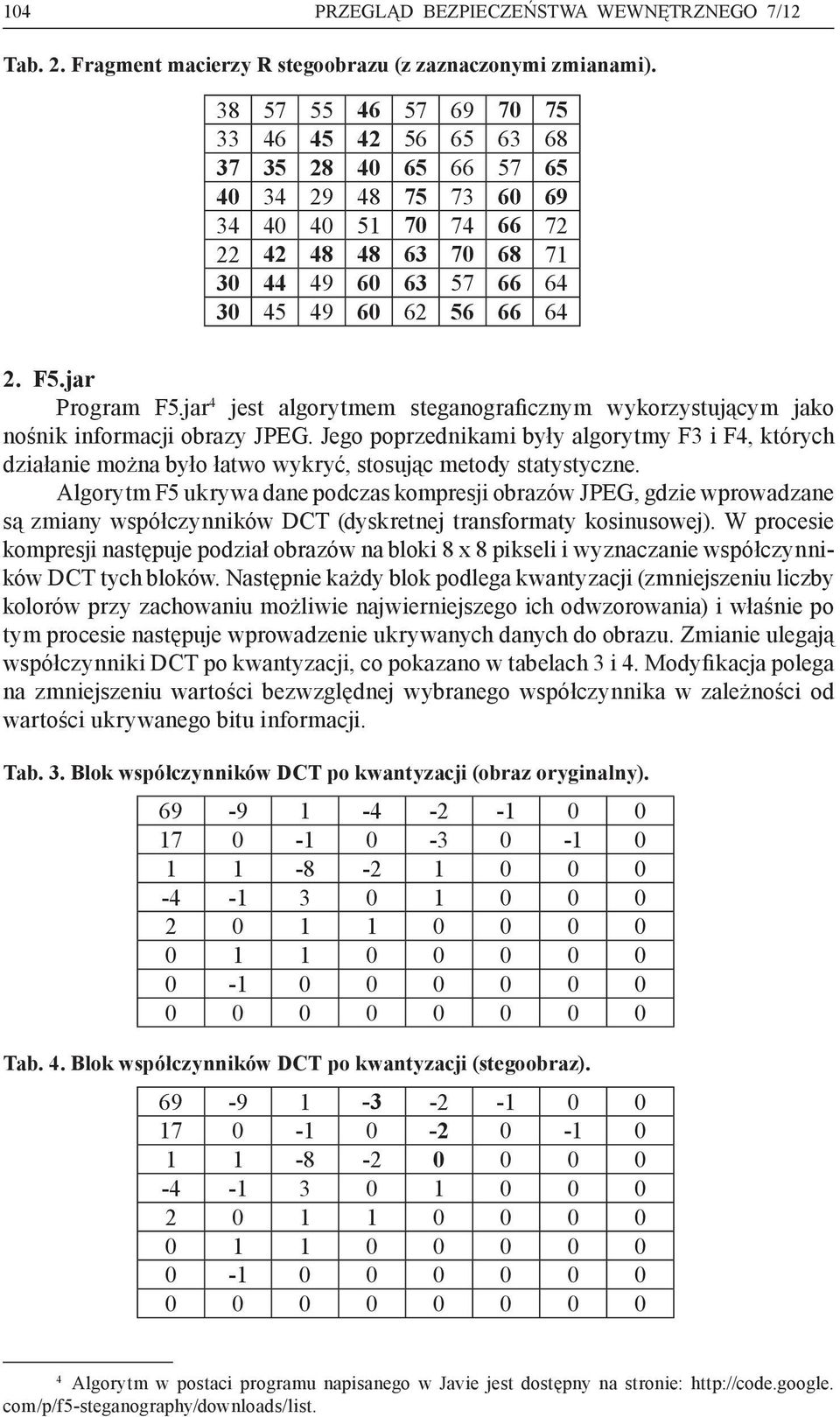 jar Program F5.jar 4 jest algorytmem steganograficznym wykorzystującym jako nośnik informacji obrazy JPEG.