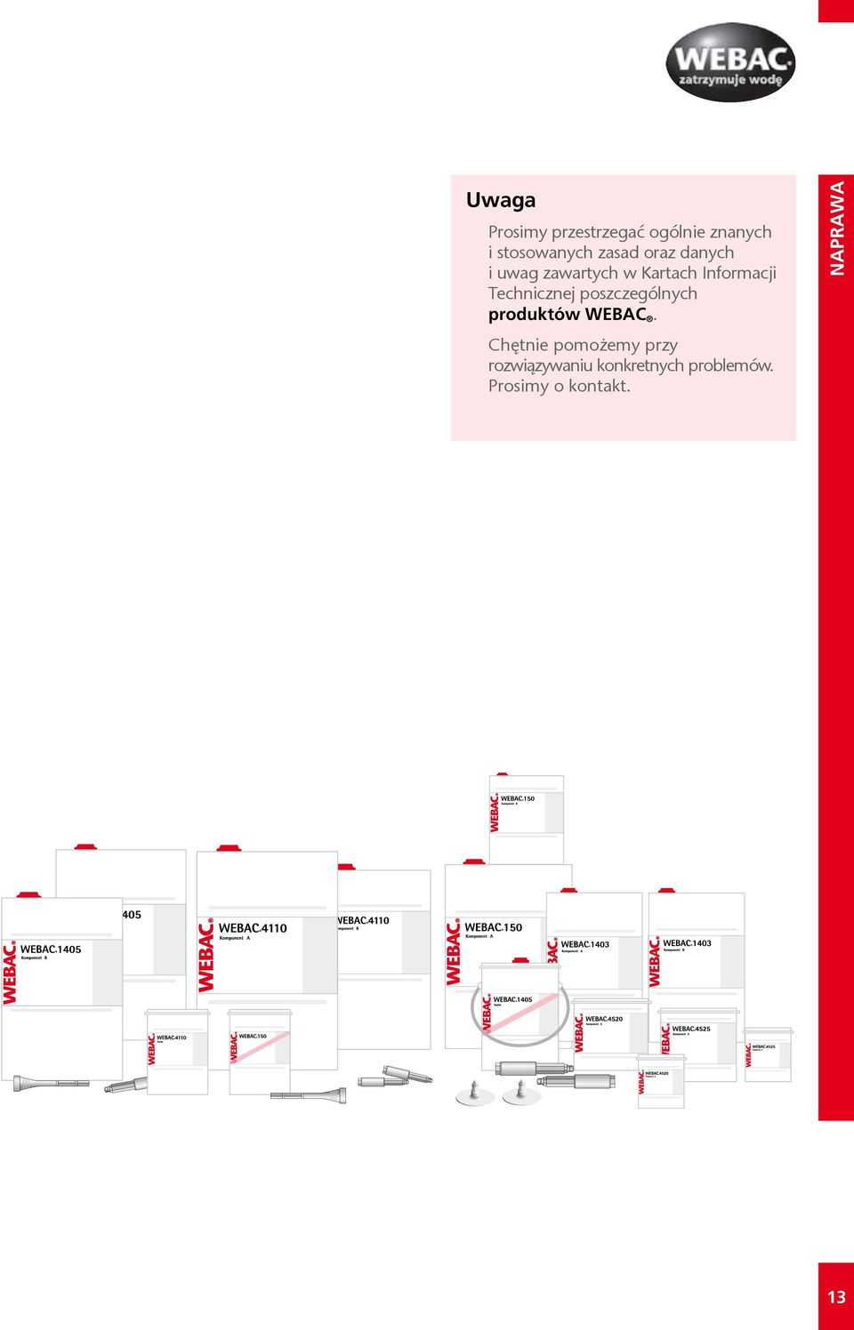 Technicznej poszczególnych produktów WEBAC.